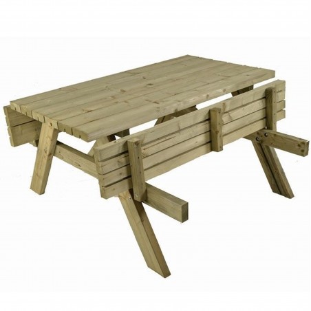 Brewer 6 Seater Garden Picnic Table Folded Up