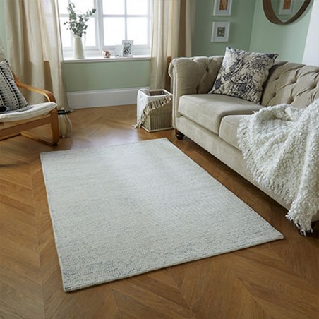 Lombardy Plain Cream and Grey Rug Room View